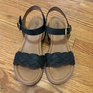 Black Braided Slingback Sandals